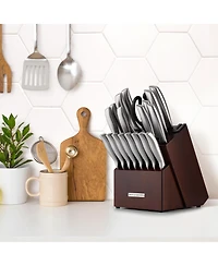 20-Piece Stainless Steel Kitchen Knife Set with Built-in Sharpener