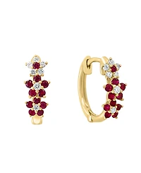Lali Jewels Ruby (1/3 ct. t.w.) & Diamond (1/8 Extra-Small Hoop Earrings 14k Yellow Gold, 0.15" (Also Available White Gold)