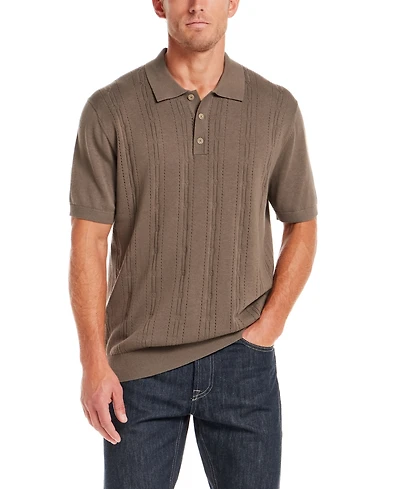 Weatherproof Vintage Men's Regular-Fit 100% Cotton Pointelle Sweater-Knit Polo Shirt