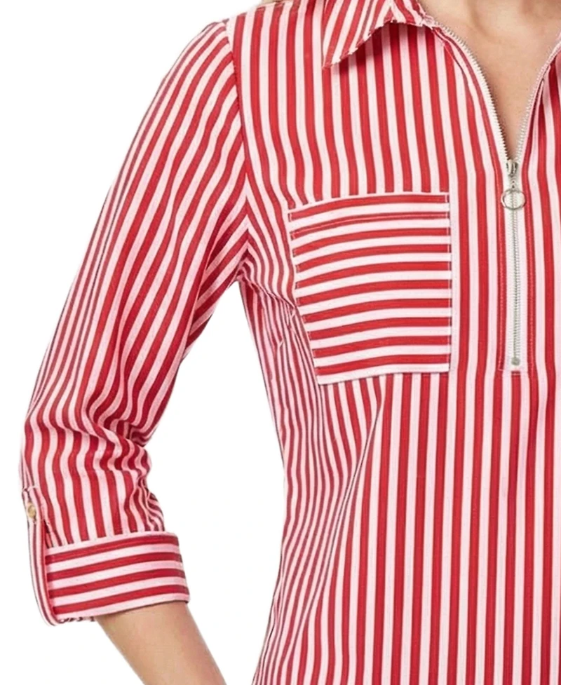 Ny Collection Women's Point Collar Top with Pockets