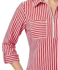 Ny Collection Women's Point Collar Top with Pockets