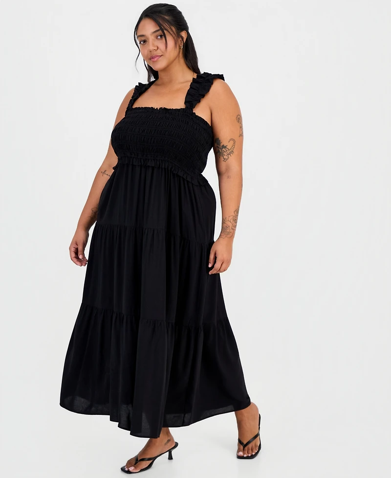 Full Circle Trends Plus Smocked Bodice Sleeveless Maxi Dress