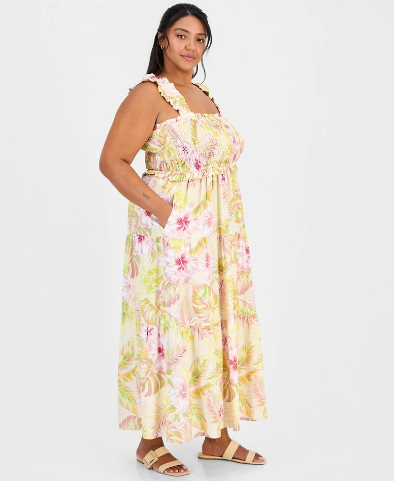 Full Circle Trends Plus Size Poof Strap Square Neck Rayon Dress