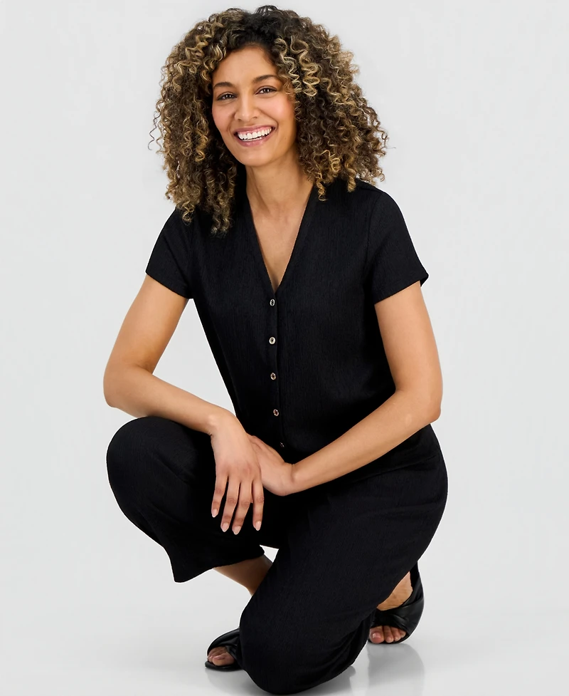 Anne Klein Essentials Petite Button-Front Blouse