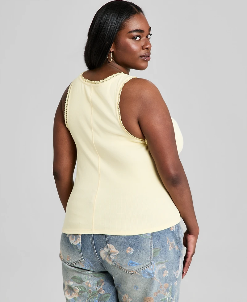And Now This Trendy Plus Size Lace-Trim Tank Top, Macy's Exclusive