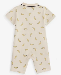 First Impressions Baby Boys' 0M-24M Cotton Banana-Print Polo Sunsuit, Macy's Exclusive