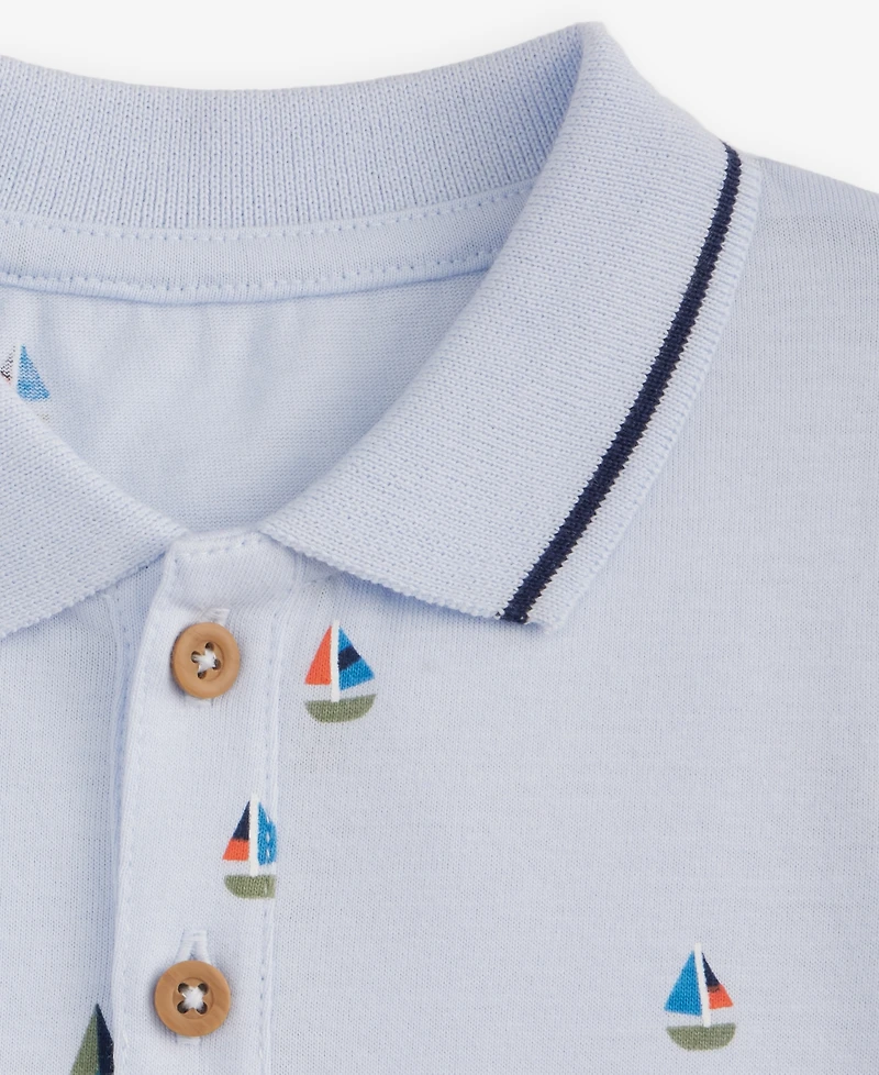 First Impressions Baby Boys' 0M-24M Cotton Sailboat-Print Polo Sunsuit, Macy's Exclusive