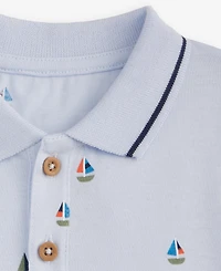 First Impressions Baby Boys' 0M-24M Cotton Sailboat-Print Polo Sunsuit, Macy's Exclusive