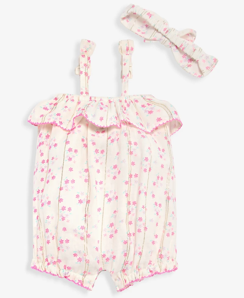 First Impressions Baby Girls' 3M-24M Floral Romper & Headband, 2-Piece Set, Macy's Exclusive