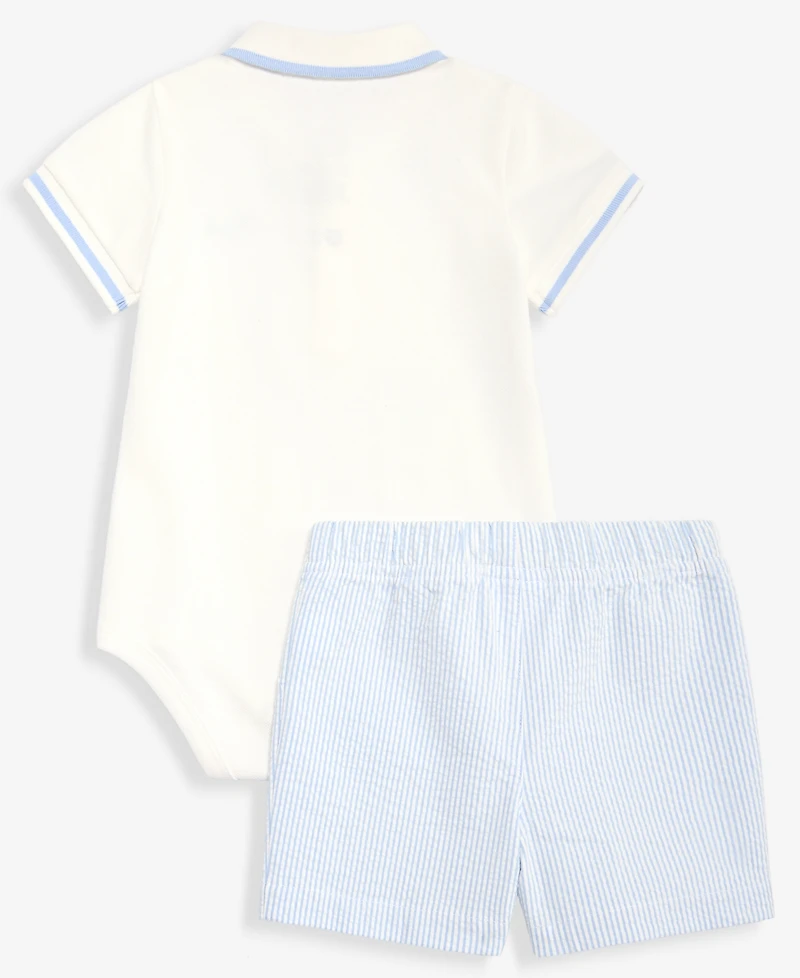 First Impressions Baby Boys' 3M-24M Polo Bodysuit & Seersucker Shorts, 2-Piece Set, Macy's Exclusive