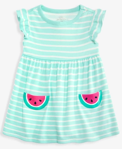 First Impressions Baby Girls' 0M-24M Striped Watermelon-Pocket Dress, Macy's Exclusive