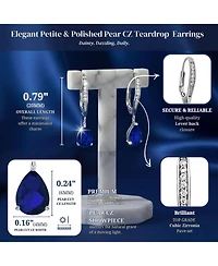 Sterling Silver Cubic Zirconia Teardrop Leaver back Earrings