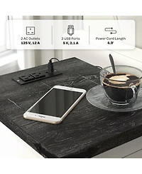 Homcom End Table with Charging Station and Usb Ports,