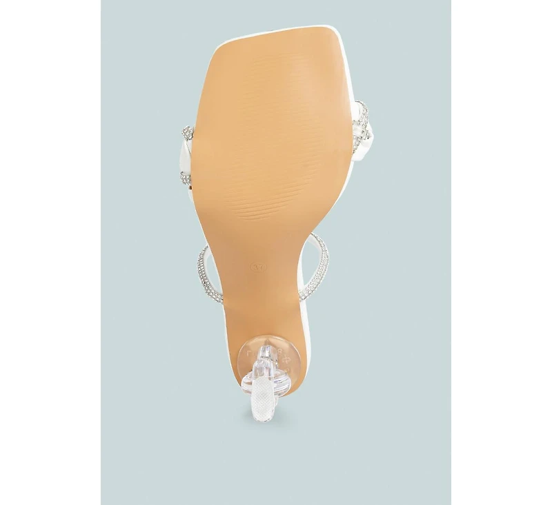 Womens Big Plan Diamante Detail Mid Heel Sandals