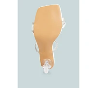 Womens Big Plan Diamante Detail Mid Heel Sandals