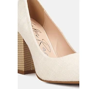 Elsie Canvas Block Heel Pumps