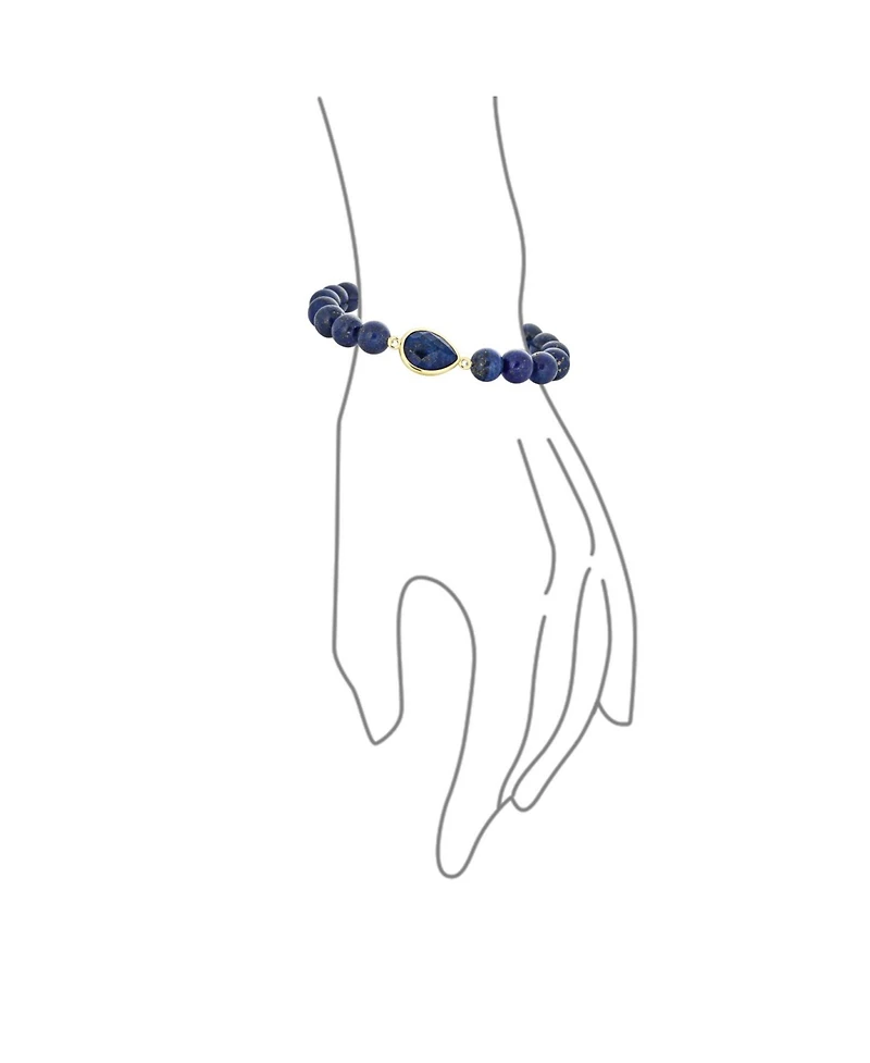 Bling Jewelry Stacking Stretch Bracelet with Natural Stone Lapis Amethyst Agate & Turquoise 8MM