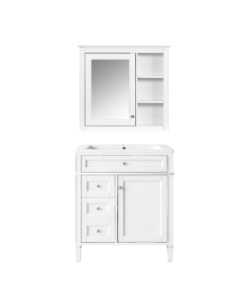 Sillysis 30'' Bathroom Vanity Set with Mirror Cabinet, Solid Wood & Mdf, Soft Close Drawers, Ample Storage for Modern Bathrooms