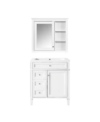 Sillysis 30'' Bathroom Vanity Set with Mirror Cabinet, Solid Wood & Mdf, Soft Close Drawers, Ample Storage for Modern Bathrooms