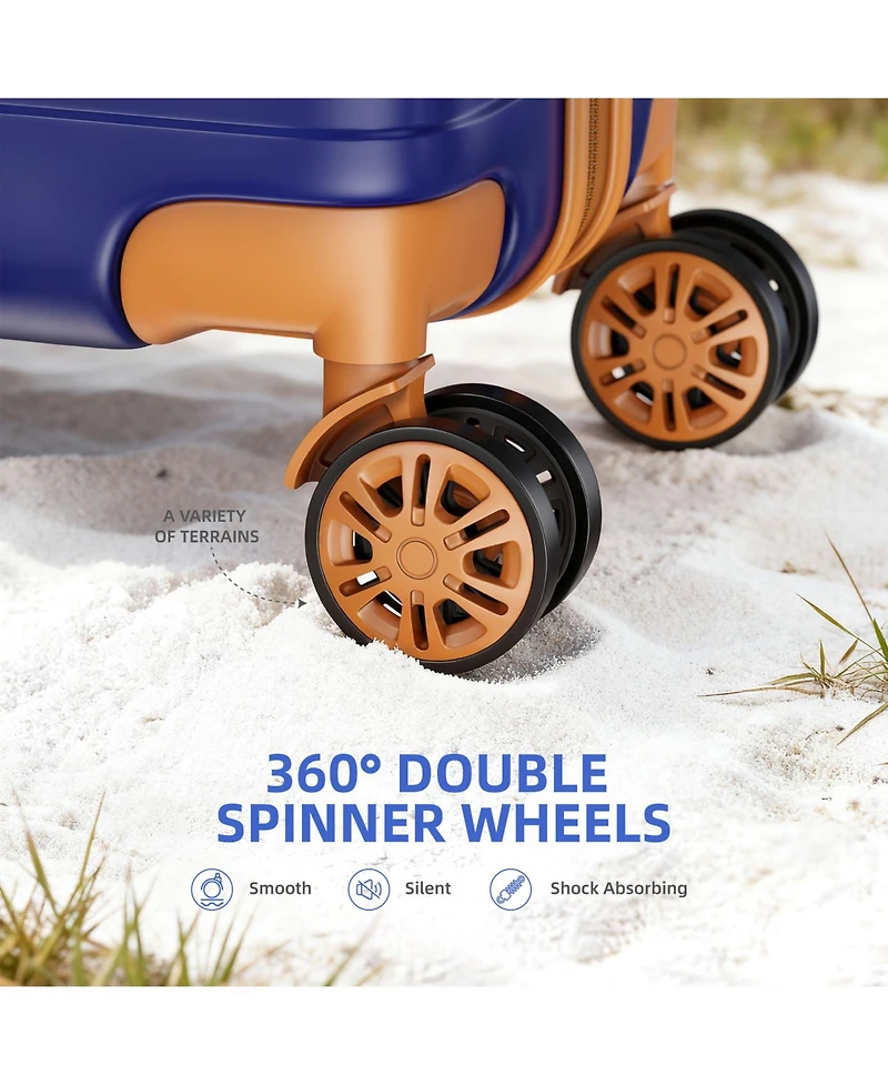 Sugift 3 Piece Hardshell Luggage Set with Spinner Wheels Tsa Lock and Aluminum Telescopic Handle