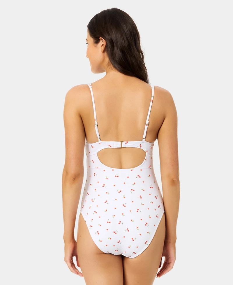 California Waves Women's Ditsy Wide Rib Tunneled One-Piece Swimsuit