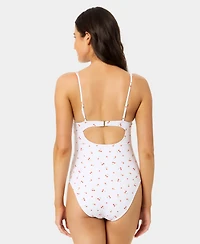 California Waves Women's Ditsy Wide Rib Tunneled One-Piece Swimsuit