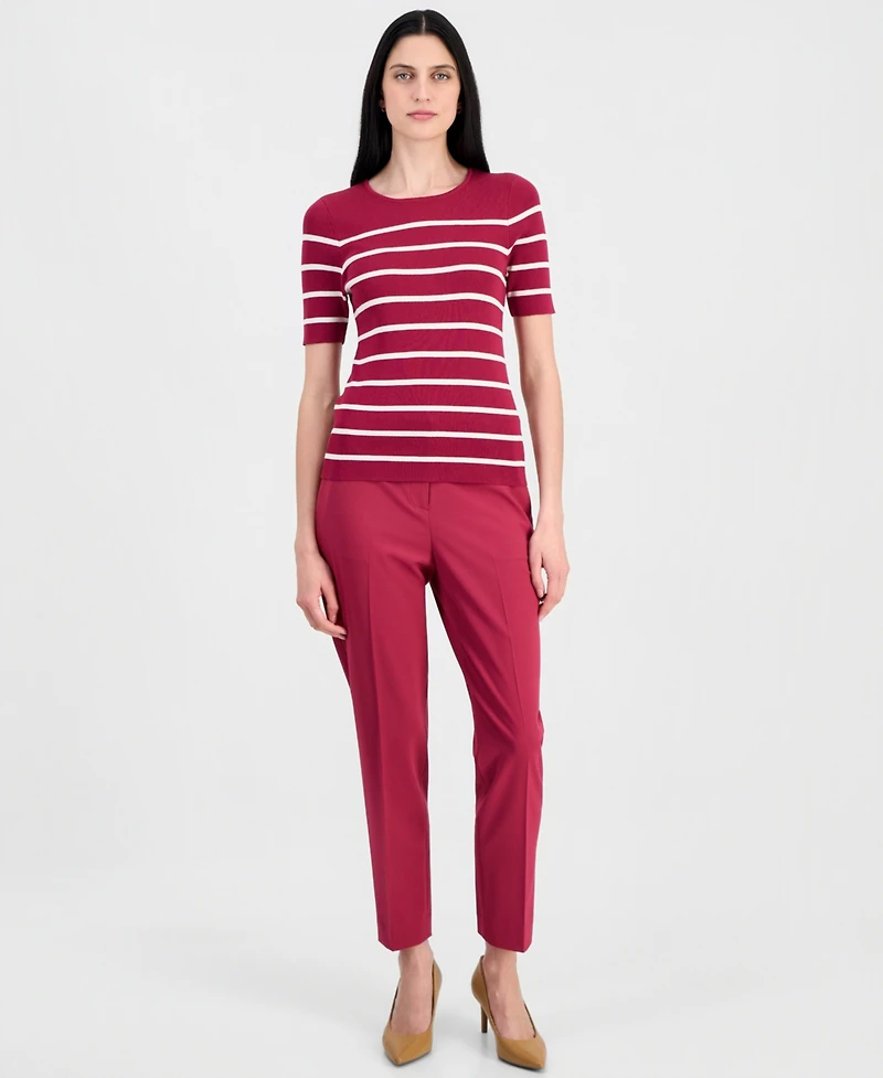 Tahari Asl Women's Striped Short-Sleeve Sweater Tee