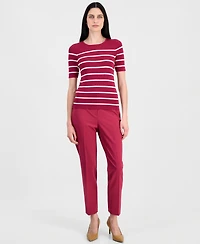 Tahari Asl Women's Striped Short-Sleeve Sweater Tee
