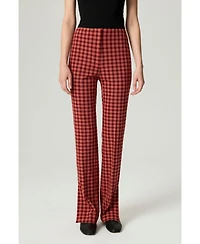 Nocturne Women's Plaid Slit-Hem Pants
