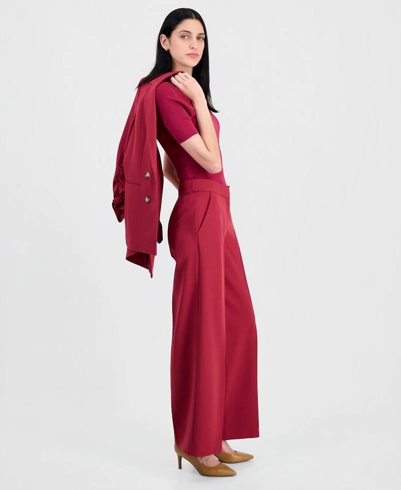 Tahari Asl Women's Clean-Waist Wide-Leg Pants