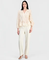 Tahari Asl Women's Long-Sleeve Peplum Blouse