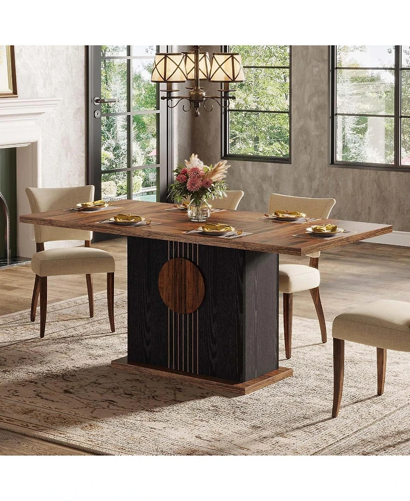 Tribesigns Rectangular Dining Table for 4 to 6 People, Wood Dinner Kitchen