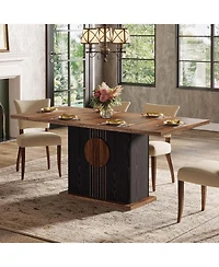 Tribesigns Rectangular Dining Table for 4 to 6 People, Wood Dinner Kitchen