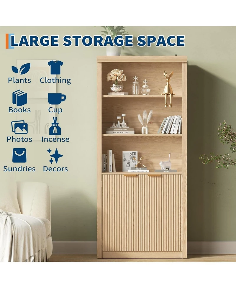 gaomon Tall Book Shelf and Bookcase, Wooden Bookcase with Doors, Modern Book Case with Large Storage Cabinet