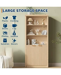 gaomon Tall Book Shelf and Bookcase, Wooden Bookcase with Doors, Modern Book Case with Large Storage Cabinet