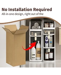 Homfan Slim Rolling Bathroom Storage Cabinet with Drawers, Modern Narrow Plastic Gap Organizer on Wheels