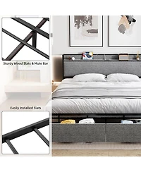 gaomon King Upholstered Bed with Usb & 2 Drawers