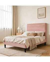 gaomon Modern Upholstered Bed Frame with Soft Headboard, Underbed Storage Space, Sturdy Steel Slat Support, Easy Install