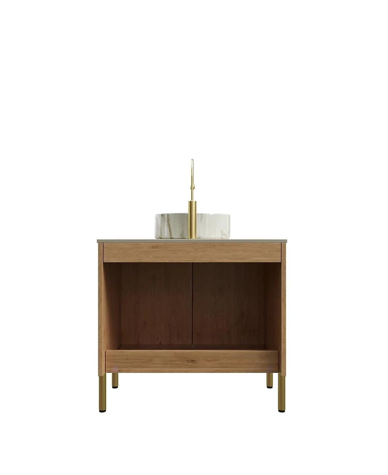 Sillysis Freestanding Bathroom Vanity with Sink, Sintered Stone Countertop, Soft Close Double Doors, Large Storage Cabinet