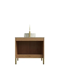 Sillysis Freestanding Bathroom Vanity with Sink, Sintered Stone Countertop, Soft Close Double Doors, Large Storage Cabinet