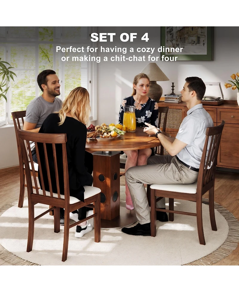 Homcom Farmhouse Wooden Dining Chairs Set of 4
