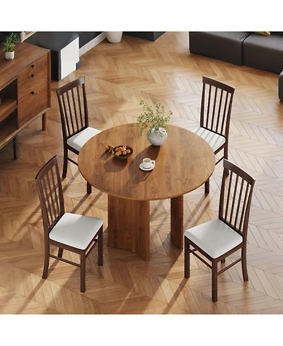 Homcom Farmhouse Wooden Dining Chairs Set of 4