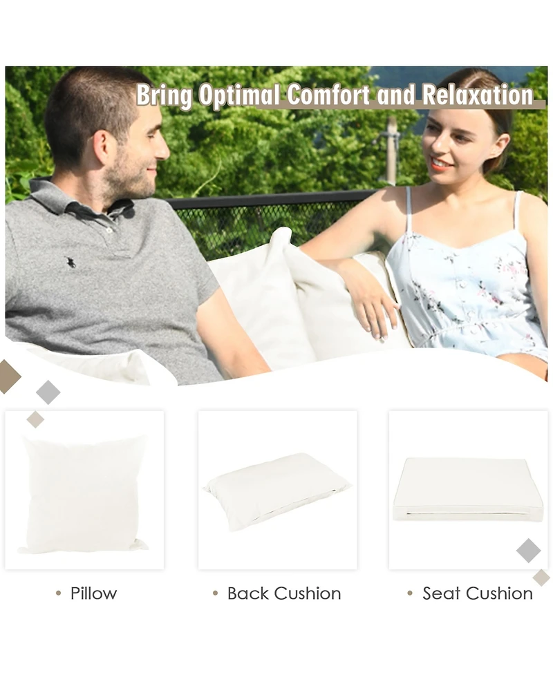 Gymax 7PCS Pe Rattan Patio Sectional Sofa Conversation Set w/ Cushions