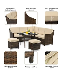 Gymax 6PCS Rattan Patio Sectional Sofa Set Cushioned Conversation Furniture Set