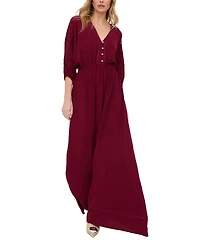 Raffya Women's Somerton Kaftan Style Embroidered Maxi Dress
