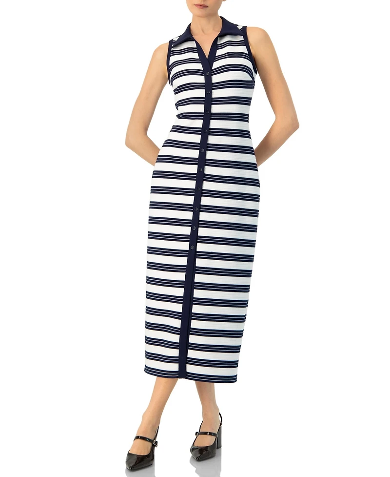 Ivonne Women's Sleeveless Striped long Dress