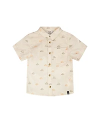 Deux par Toddler Boys Poplin Shirt Beige Safari Print