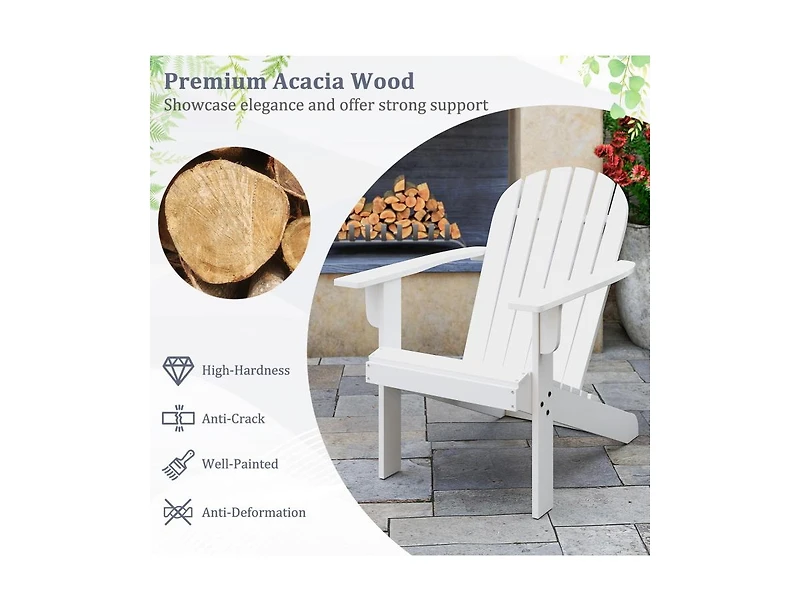 Acacia Wood Adirondack Patio Chair with Slanted Seat