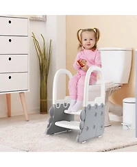 gaomon 2-in-1 Toilet Seat with Step Stool, Potty Chair Attachment, Adjustable Seat and Step Ladder