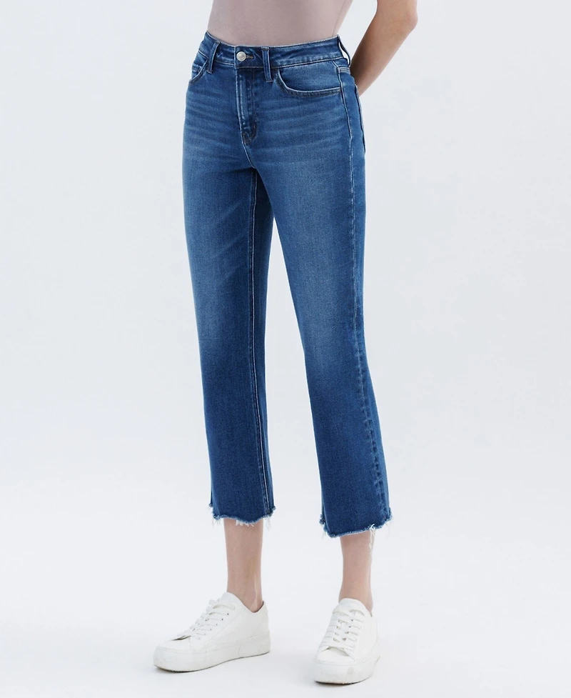 Vervet Women's High Rise Uneven Hem Crop Straight Jeans